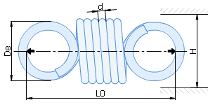 Description of parameters for tension springs